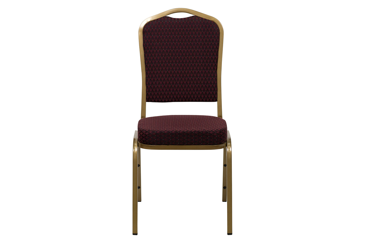 BLNK™ HERCULES Series Fabric Crown Back Stacking Banquet Chair with Gold Frame - Burgundy Patterned