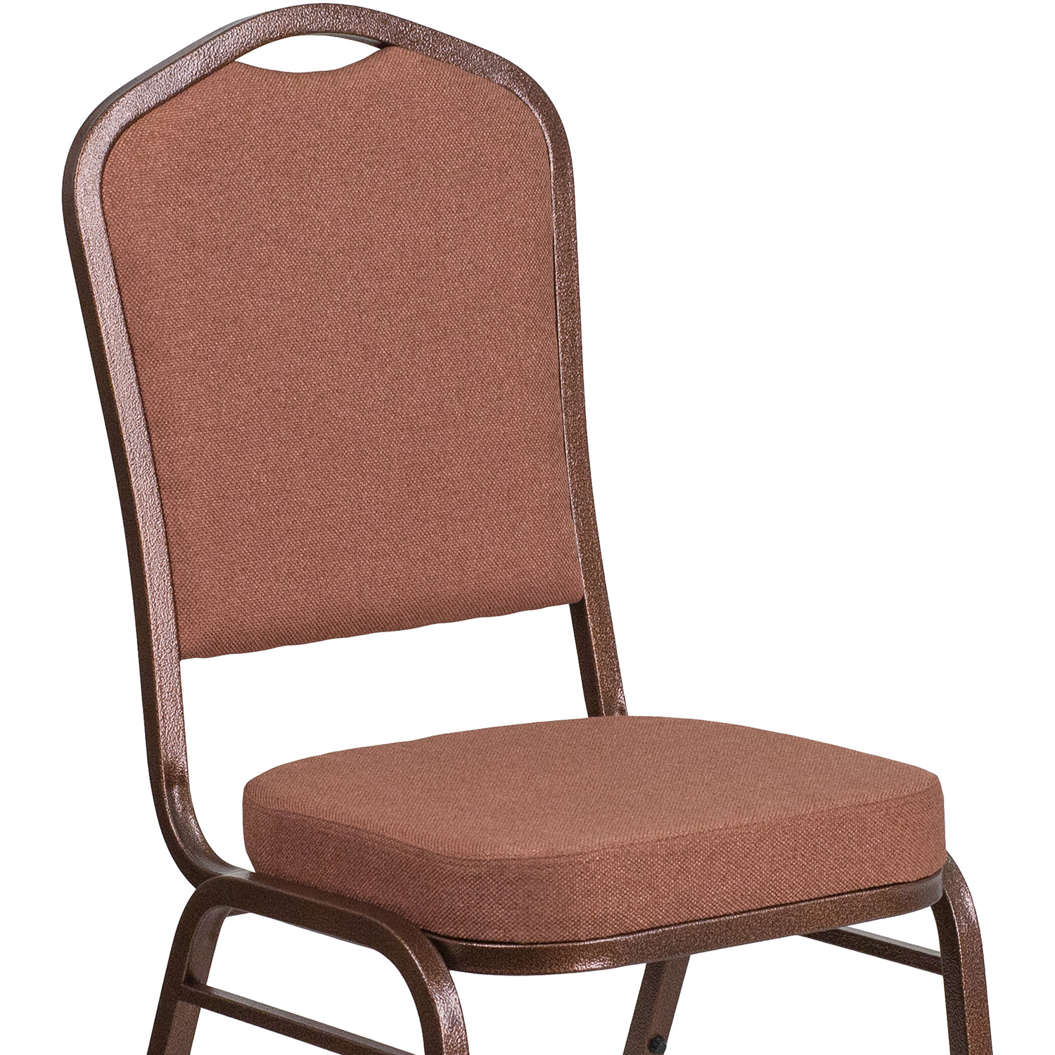 BLNK™ HERCULES Series Fabric Crown Back Stacking Banquet Chair with Copper Vein Frame - Brown