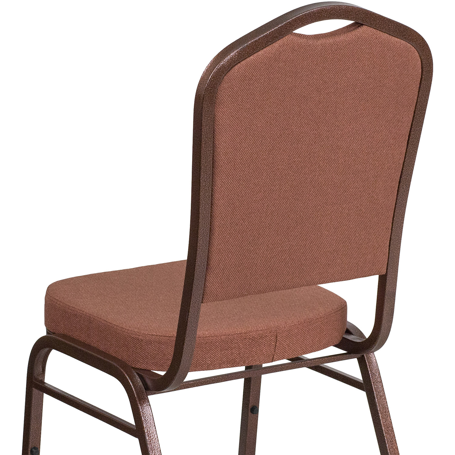 BLNK™ HERCULES Series Fabric Crown Back Stacking Banquet Chair with Copper Vein Frame - Brown