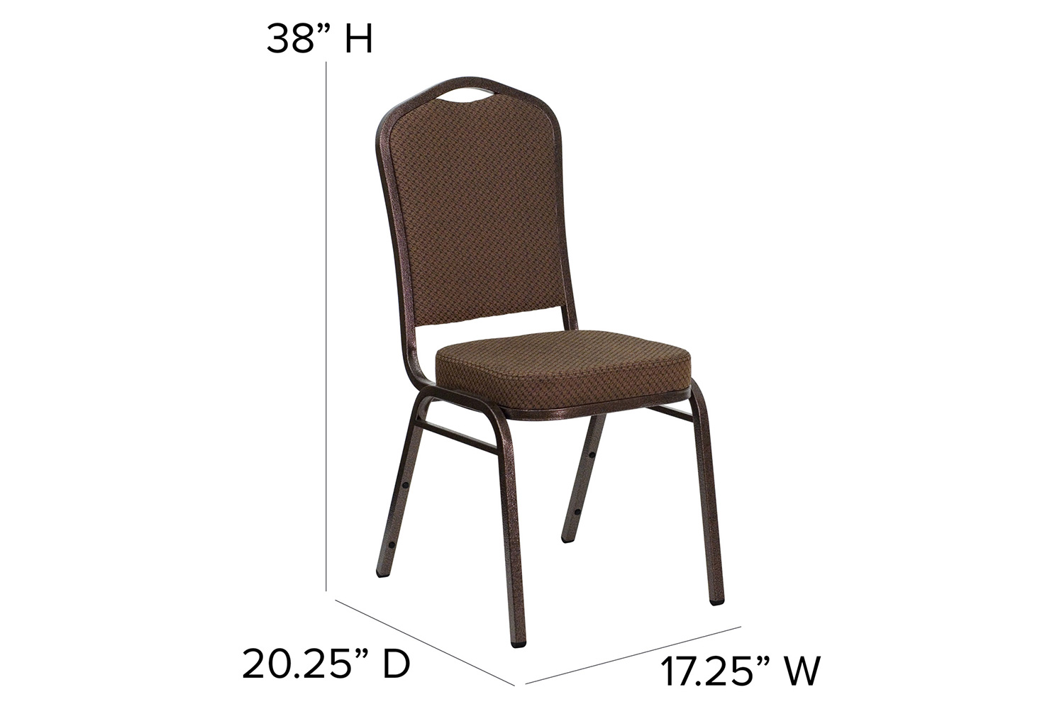 BLNK™ HERCULES Series Fabric Crown Back Stacking Banquet Chair with Copper Vein Frame - Brown Patterned