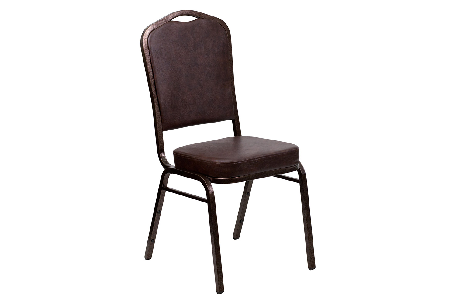 BLNK HERCULES Series Vinyl Crown Back Stacking Banquet Chair with Copper Vein Frame - Brown