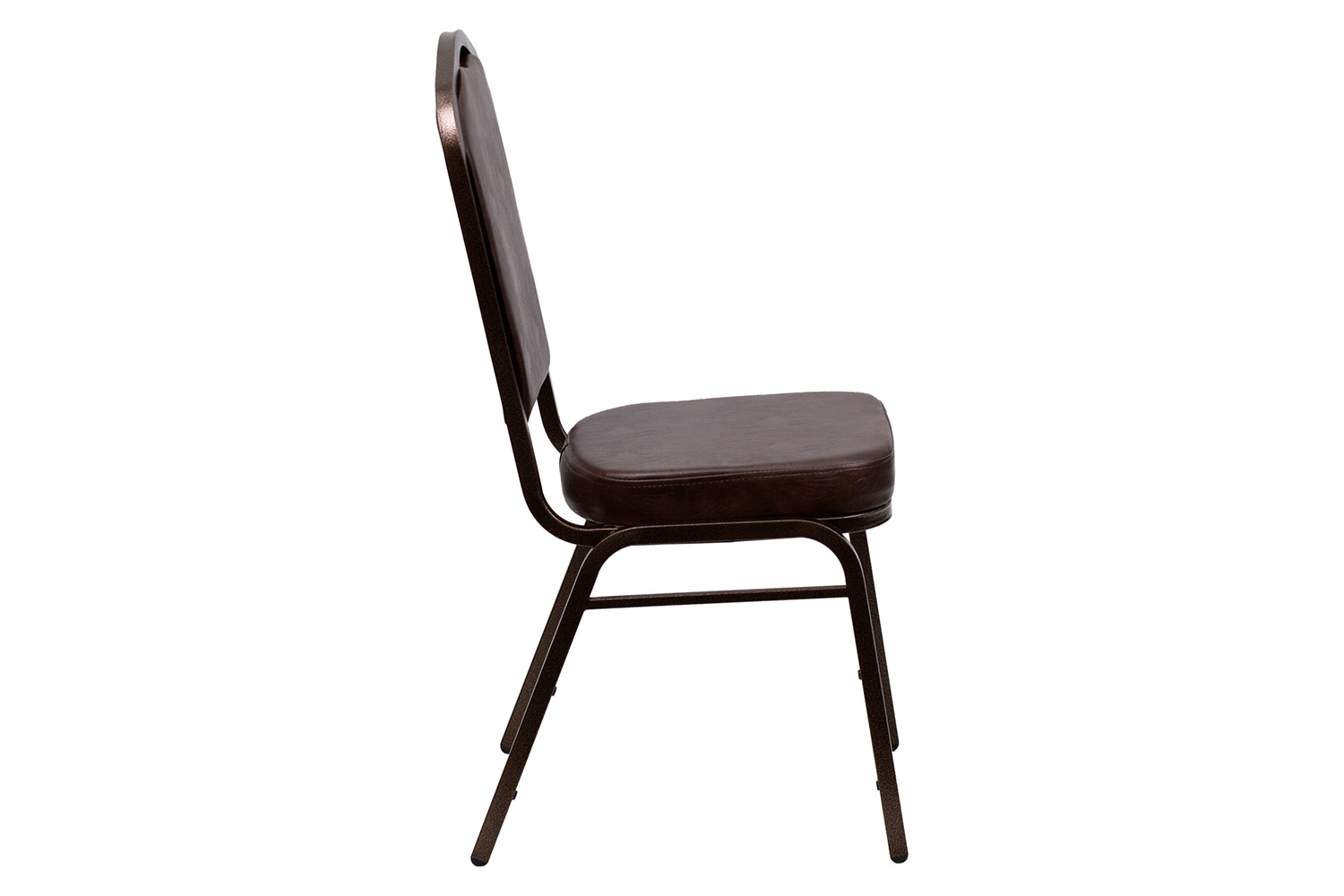 BLNK HERCULES Series Vinyl Crown Back Stacking Banquet Chair with Copper Vein Frame - Brown