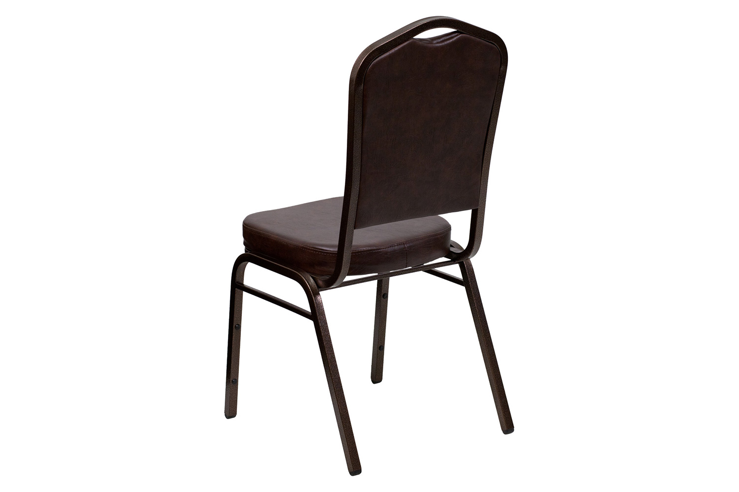 BLNK HERCULES Series Vinyl Crown Back Stacking Banquet Chair with Copper Vein Frame - Brown