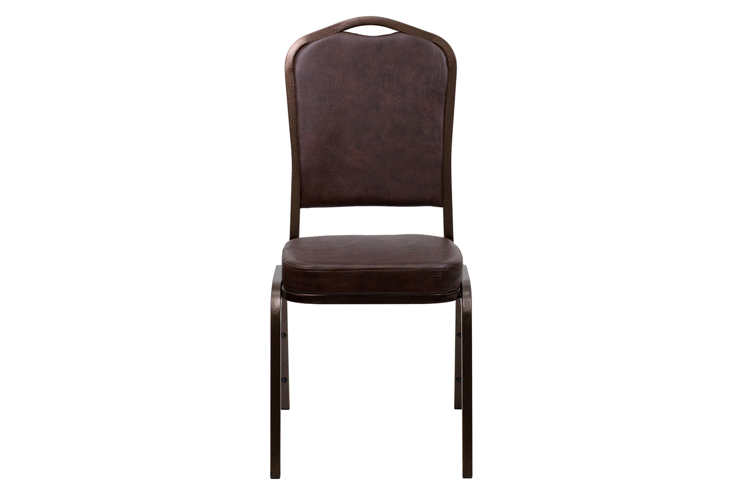 BLNK HERCULES Series Vinyl Crown Back Stacking Banquet Chair with Copper Vein Frame - Brown