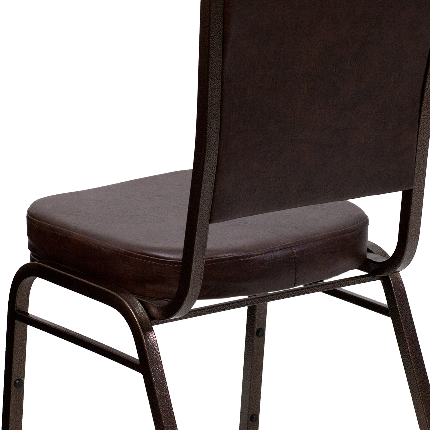 BLNK HERCULES Series Vinyl Crown Back Stacking Banquet Chair with Copper Vein Frame - Brown