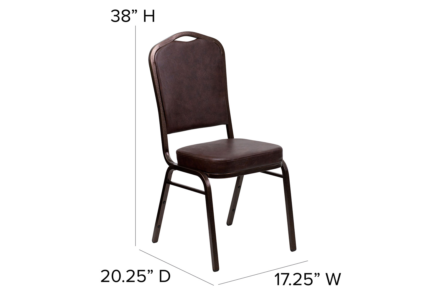 BLNK HERCULES Series Vinyl Crown Back Stacking Banquet Chair with Copper Vein Frame - Brown