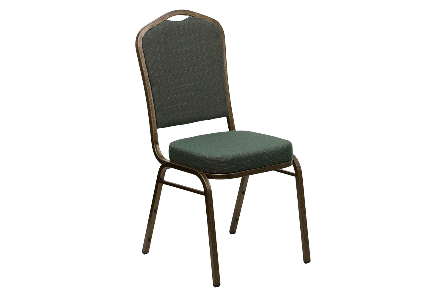 BLNK™ HERCULES Series Fabric Crown Back Stacking Banquet Chair with Gold Vein Frame - Green Patterned