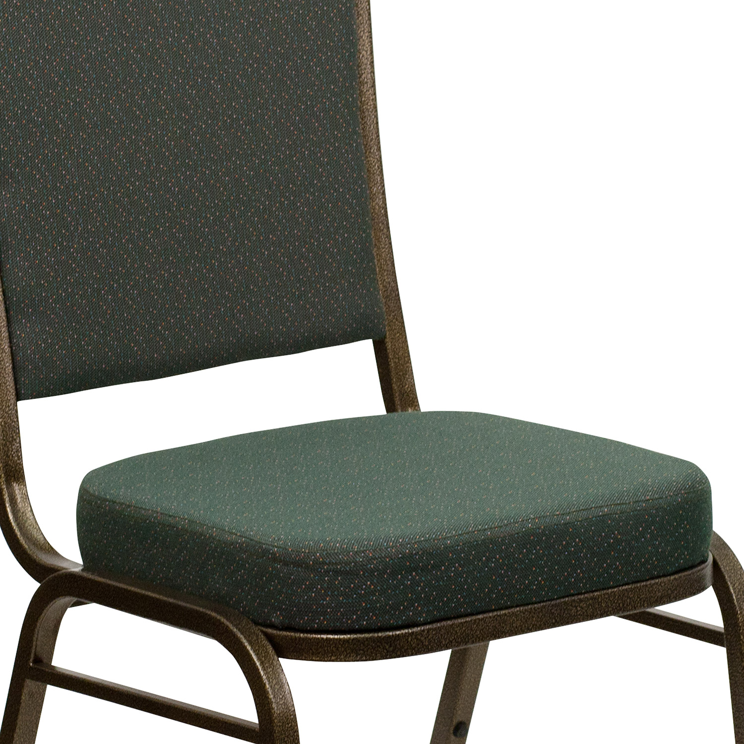 BLNK™ HERCULES Series Fabric Crown Back Stacking Banquet Chair with Gold Vein Frame - Green Patterned