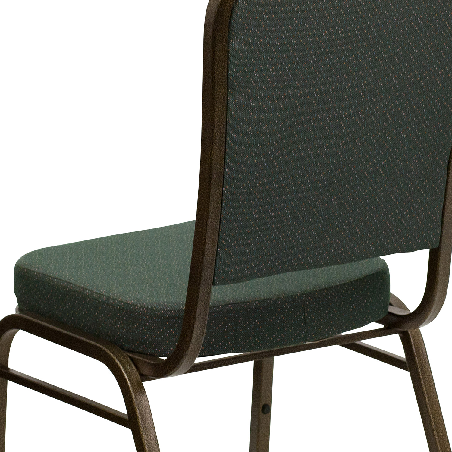 BLNK™ HERCULES Series Fabric Crown Back Stacking Banquet Chair with Gold Vein Frame - Green Patterned