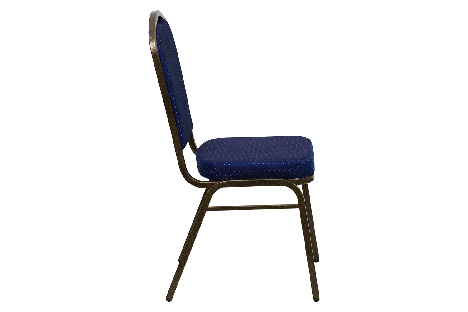 BLNK™ HERCULES Series Fabric Crown Back Stacking Banquet Chair with Gold Vein Frame - Navy Blue Patterned