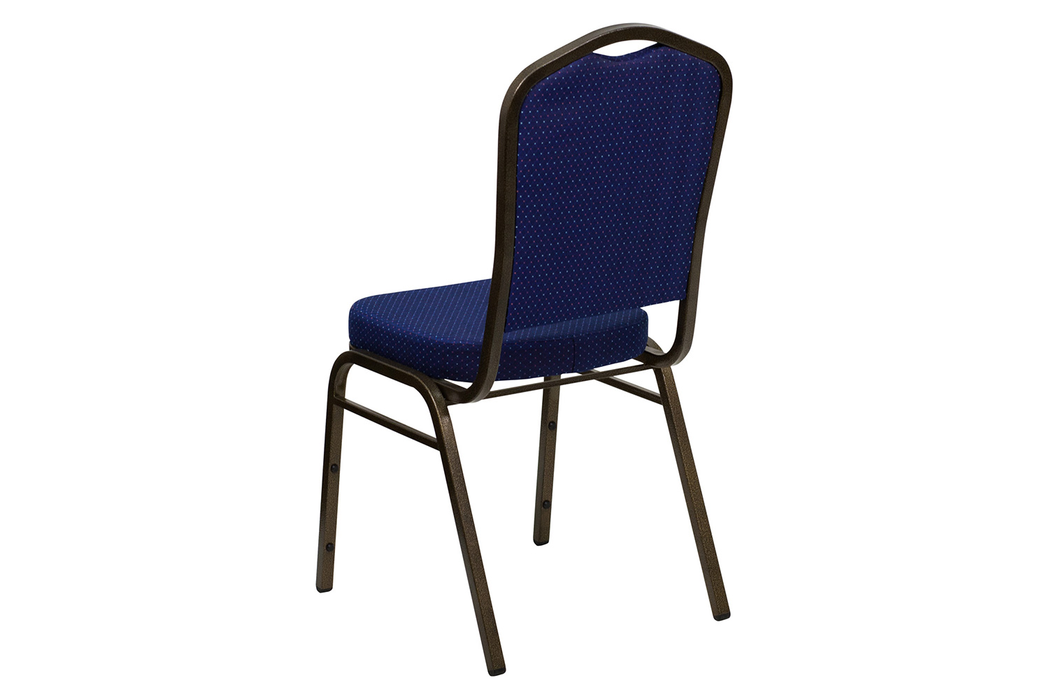 BLNK™ HERCULES Series Fabric Crown Back Stacking Banquet Chair with Gold Vein Frame - Navy Blue Patterned