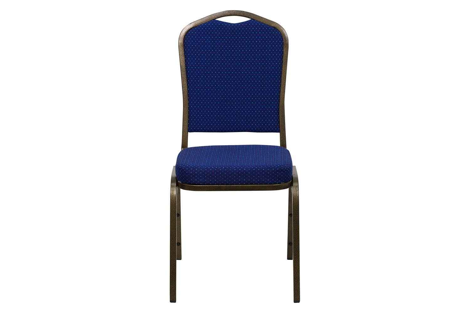 BLNK™ HERCULES Series Fabric Crown Back Stacking Banquet Chair with Gold Vein Frame - Navy Blue Patterned