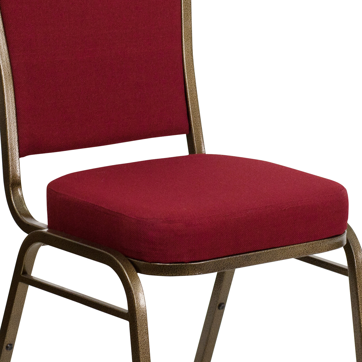 BLNK™ HERCULES Series Fabric Crown Back Stacking Banquet Chair with Gold Vein Frame - Burgundy