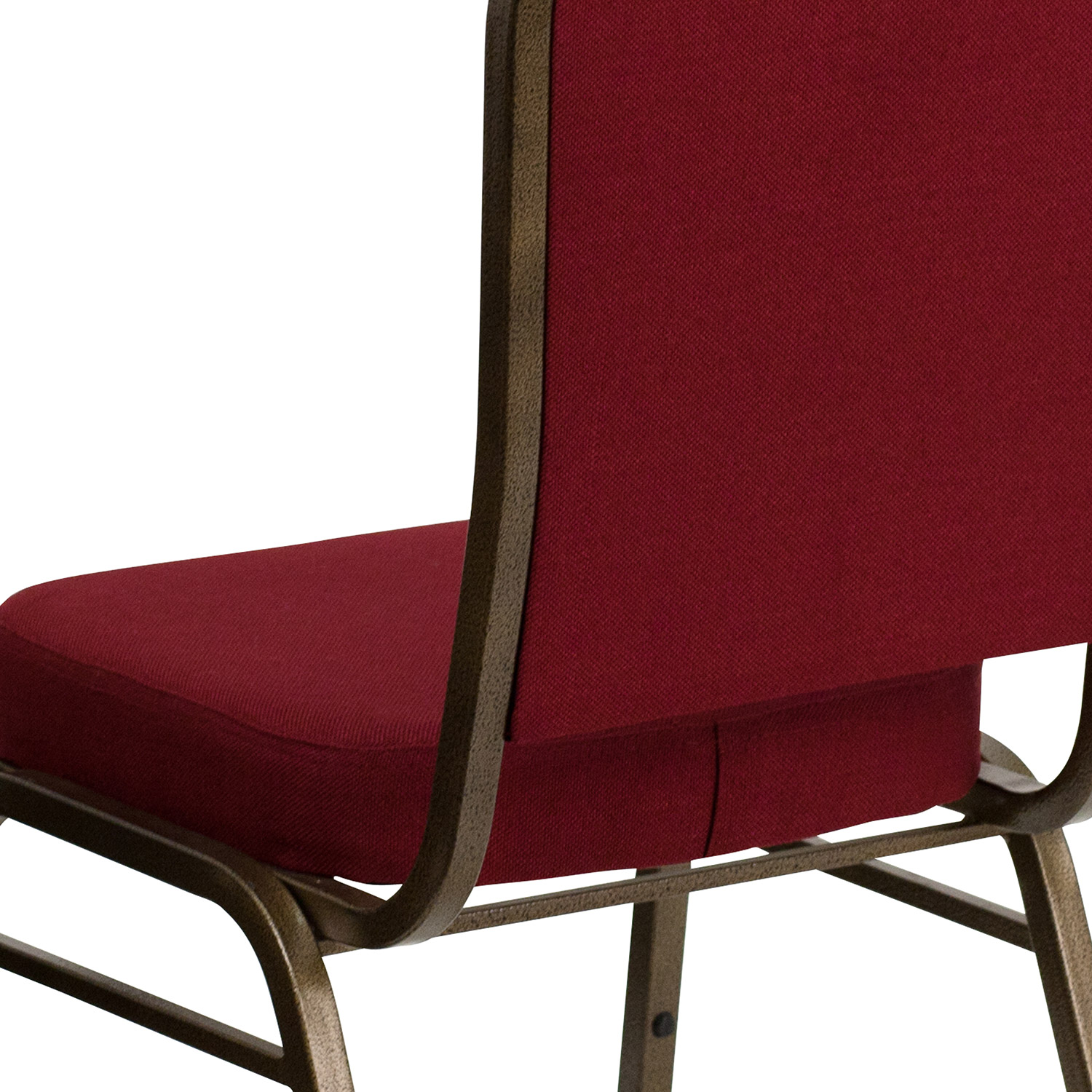 BLNK™ HERCULES Series Fabric Crown Back Stacking Banquet Chair with Gold Vein Frame - Burgundy