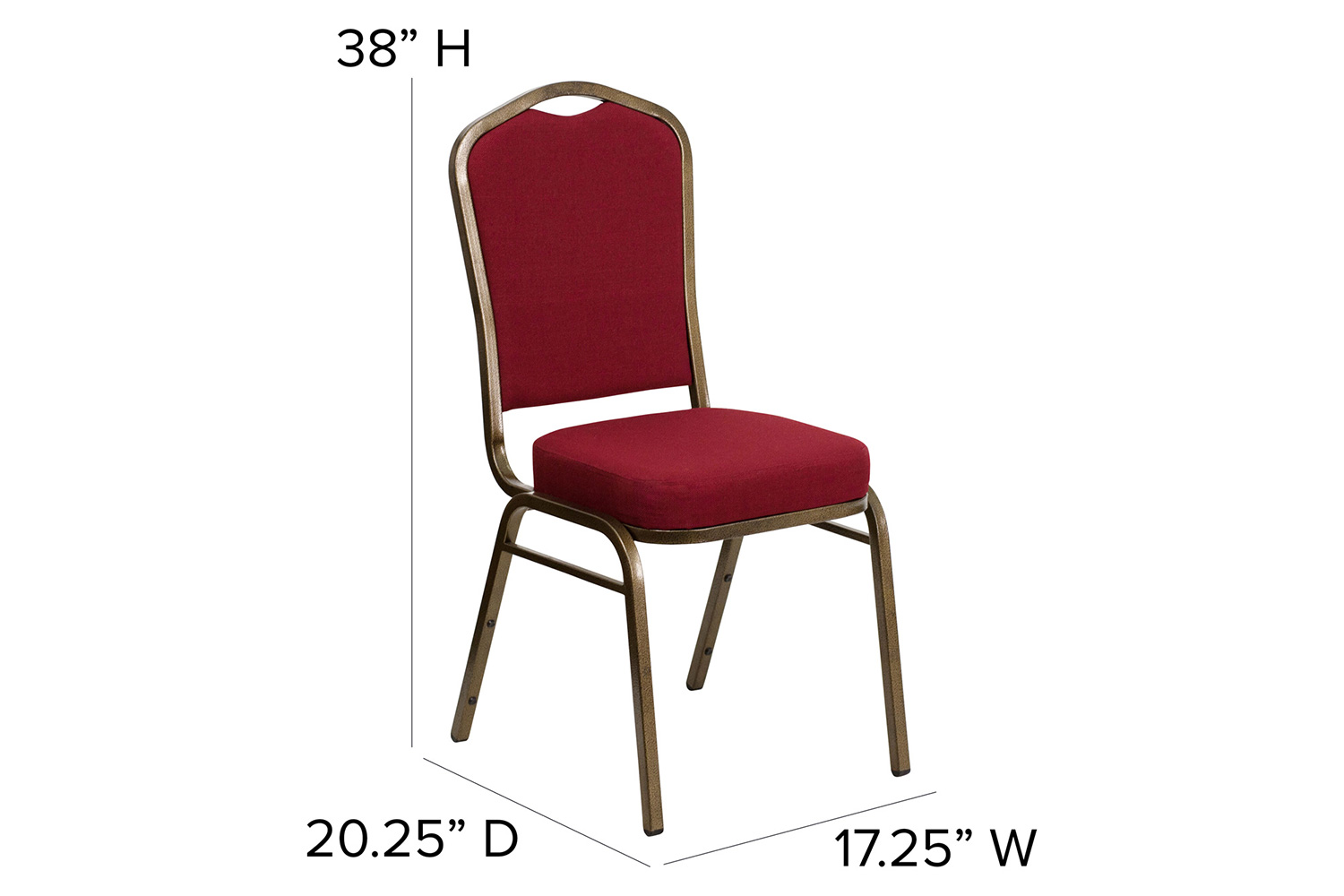 BLNK™ HERCULES Series Fabric Crown Back Stacking Banquet Chair with Gold Vein Frame - Burgundy