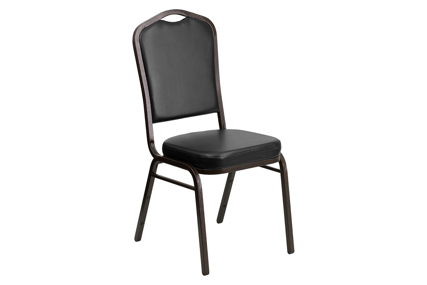 BLNK - HERCULES Series Vinyl Crown Back Stacking Banquet Chair with Gold Vein Frame