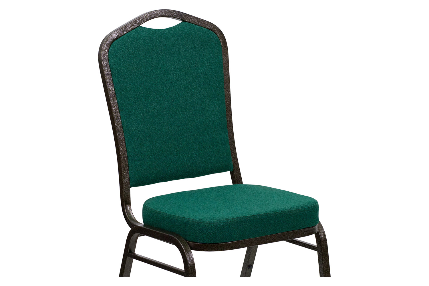 BLNK™ HERCULES Series Fabric Crown Back Stacking Banquet Chair with Gold Vein Frame - Green