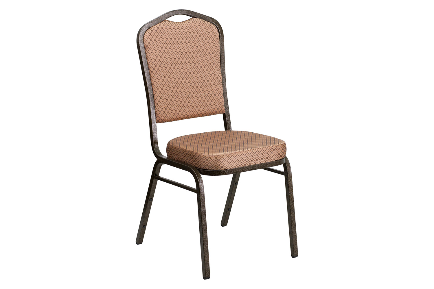 BLNK™ HERCULES Series Fabric Crown Back Stacking Banquet Chair with Gold Vein Frame - Gold Diamond Patterned