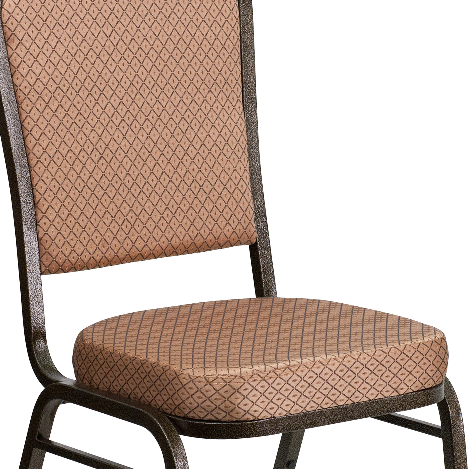 BLNK™ HERCULES Series Fabric Crown Back Stacking Banquet Chair with Gold Vein Frame - Gold Diamond Patterned