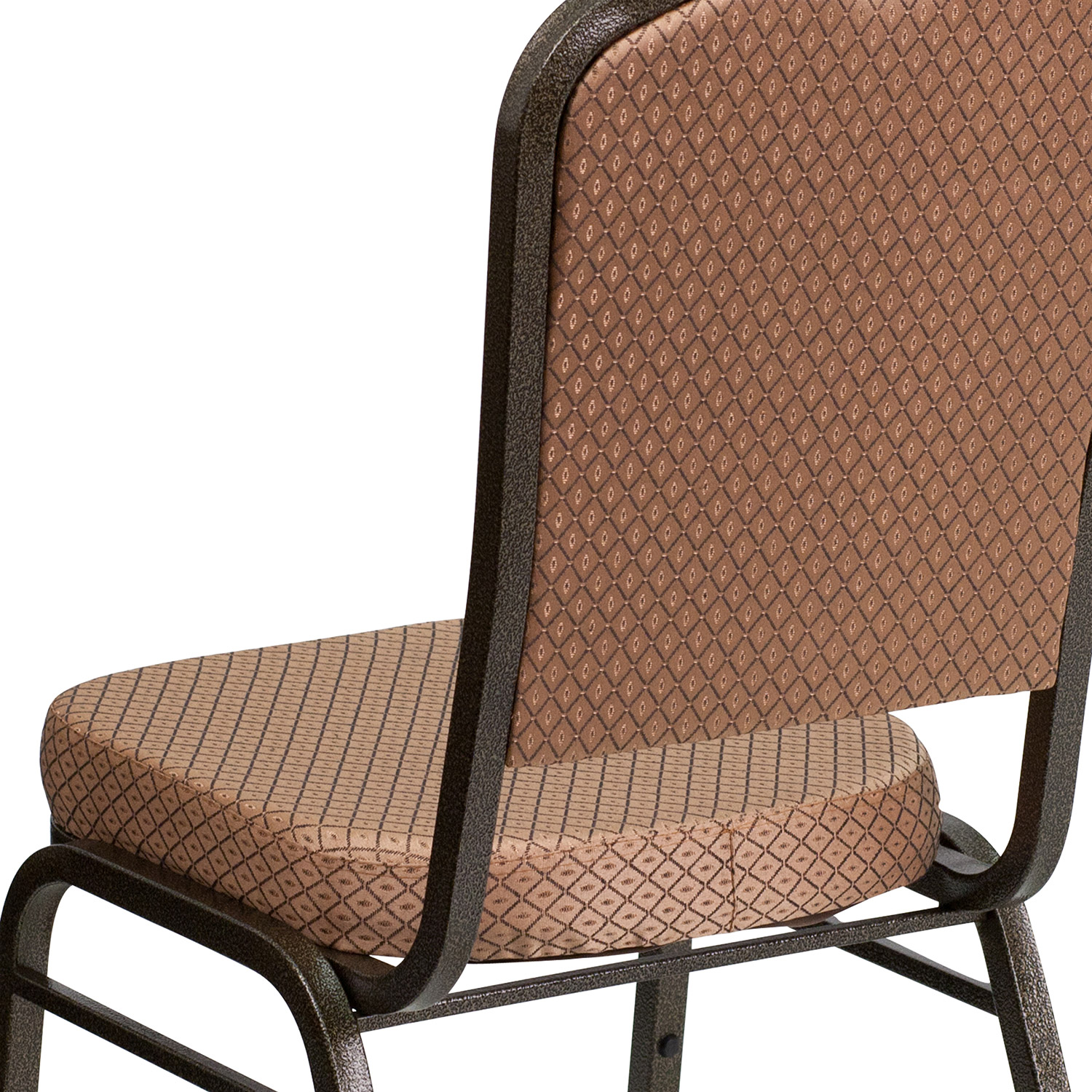 BLNK™ HERCULES Series Fabric Crown Back Stacking Banquet Chair with Gold Vein Frame - Gold Diamond Patterned