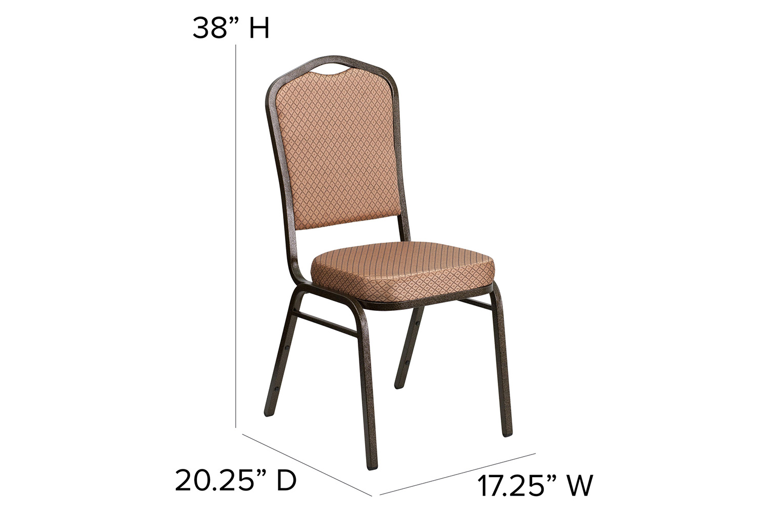 BLNK™ HERCULES Series Fabric Crown Back Stacking Banquet Chair with Gold Vein Frame - Gold Diamond Patterned