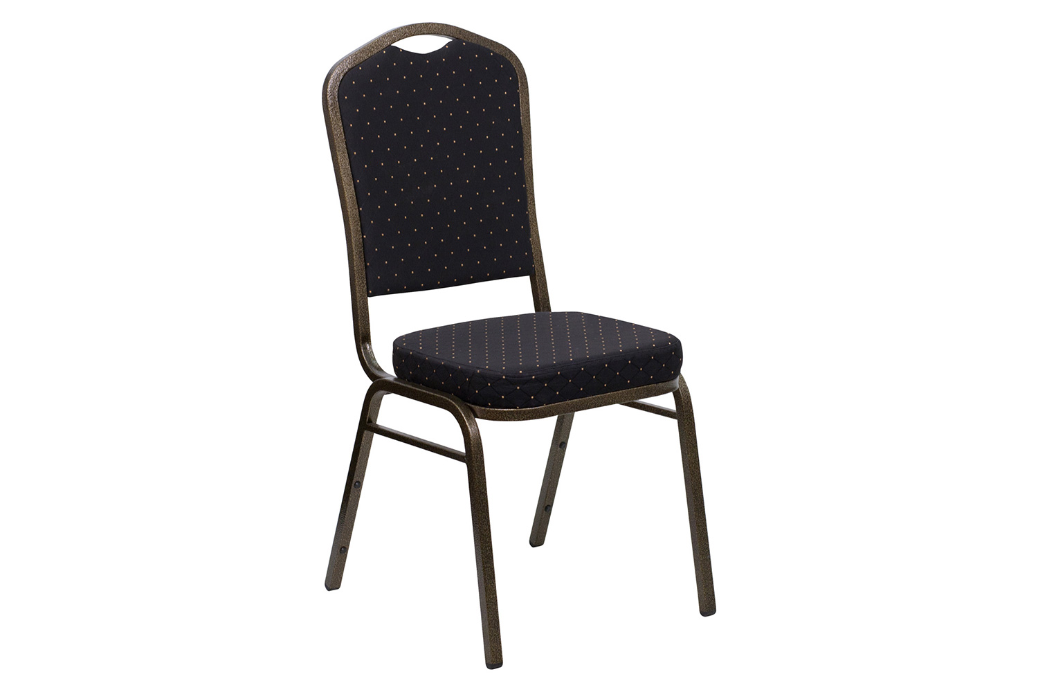 BLNK™ HERCULES Series Fabric Crown Back Stacking Banquet Chair with Gold Vein Frame - Black Patterned