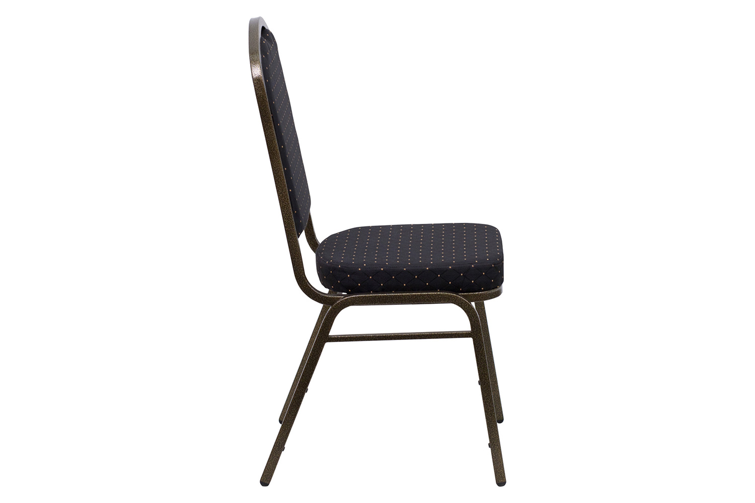 BLNK™ HERCULES Series Fabric Crown Back Stacking Banquet Chair with Gold Vein Frame - Black Patterned