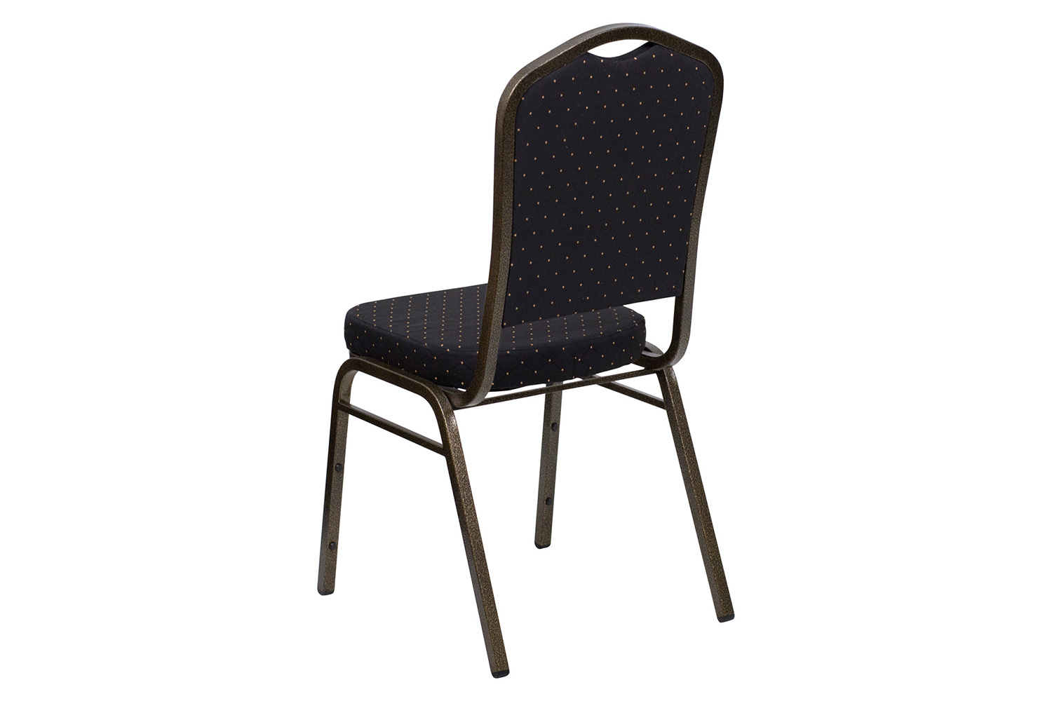 BLNK™ HERCULES Series Fabric Crown Back Stacking Banquet Chair with Gold Vein Frame - Black Patterned