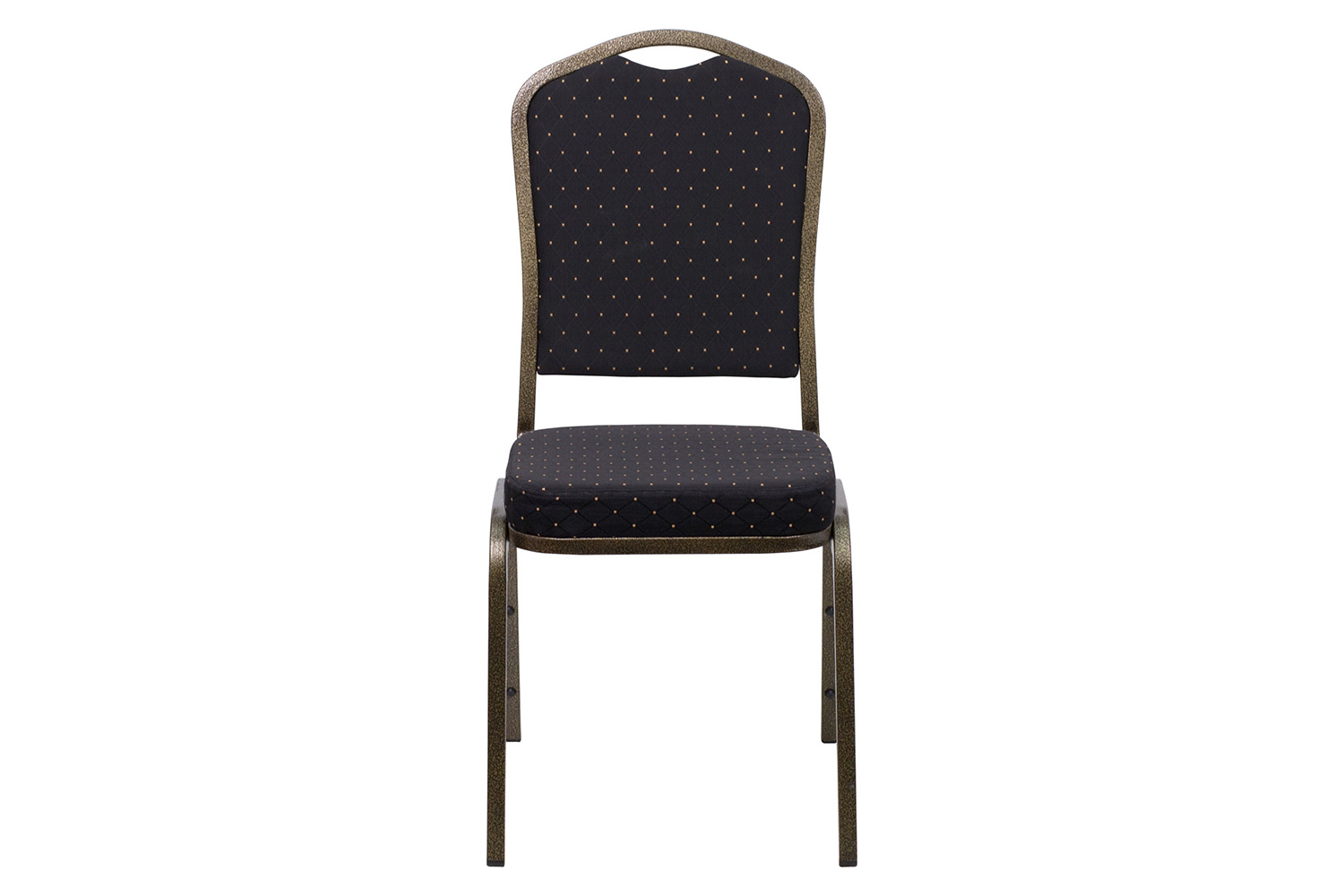 BLNK™ HERCULES Series Fabric Crown Back Stacking Banquet Chair with Gold Vein Frame - Black Patterned