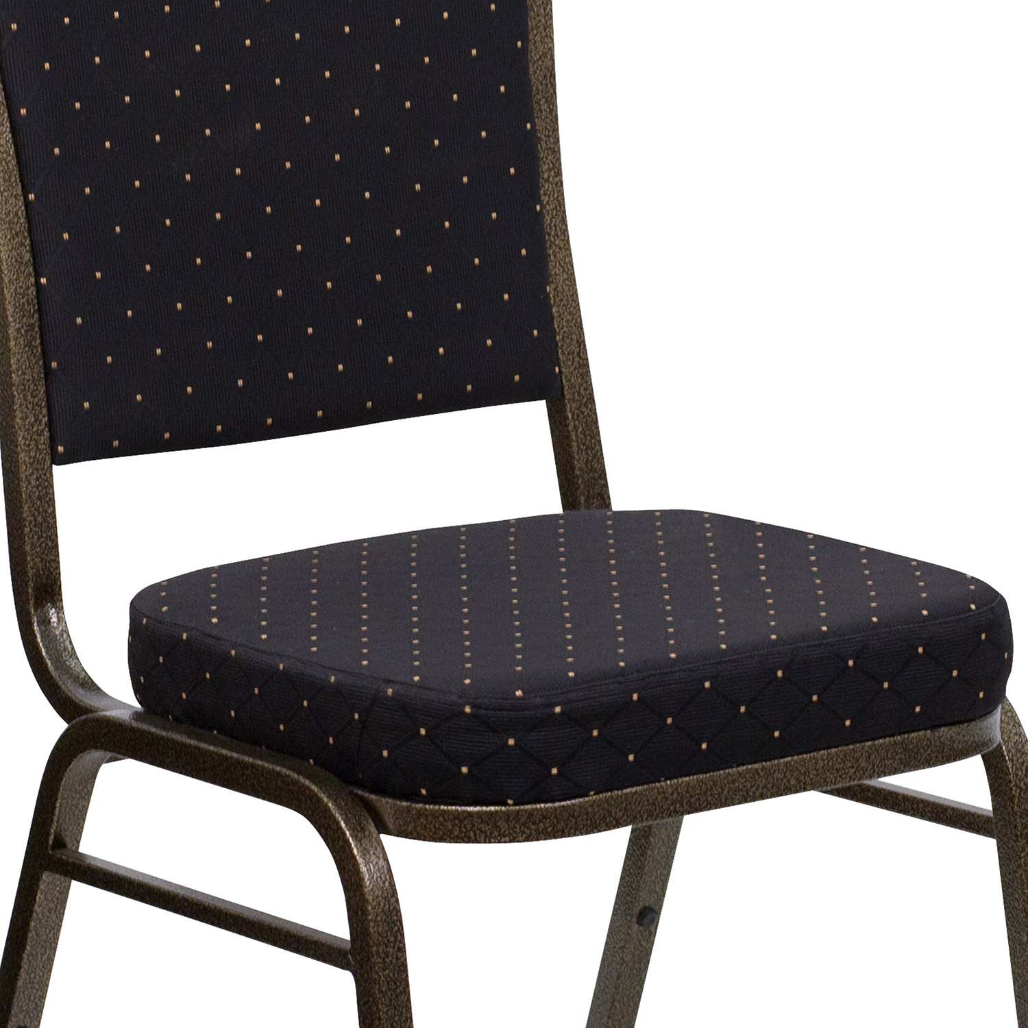 BLNK™ HERCULES Series Fabric Crown Back Stacking Banquet Chair with Gold Vein Frame - Black Patterned