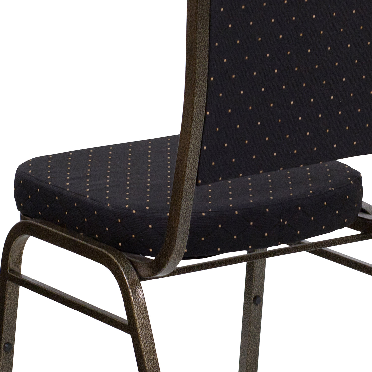 BLNK™ HERCULES Series Fabric Crown Back Stacking Banquet Chair with Gold Vein Frame - Black Patterned