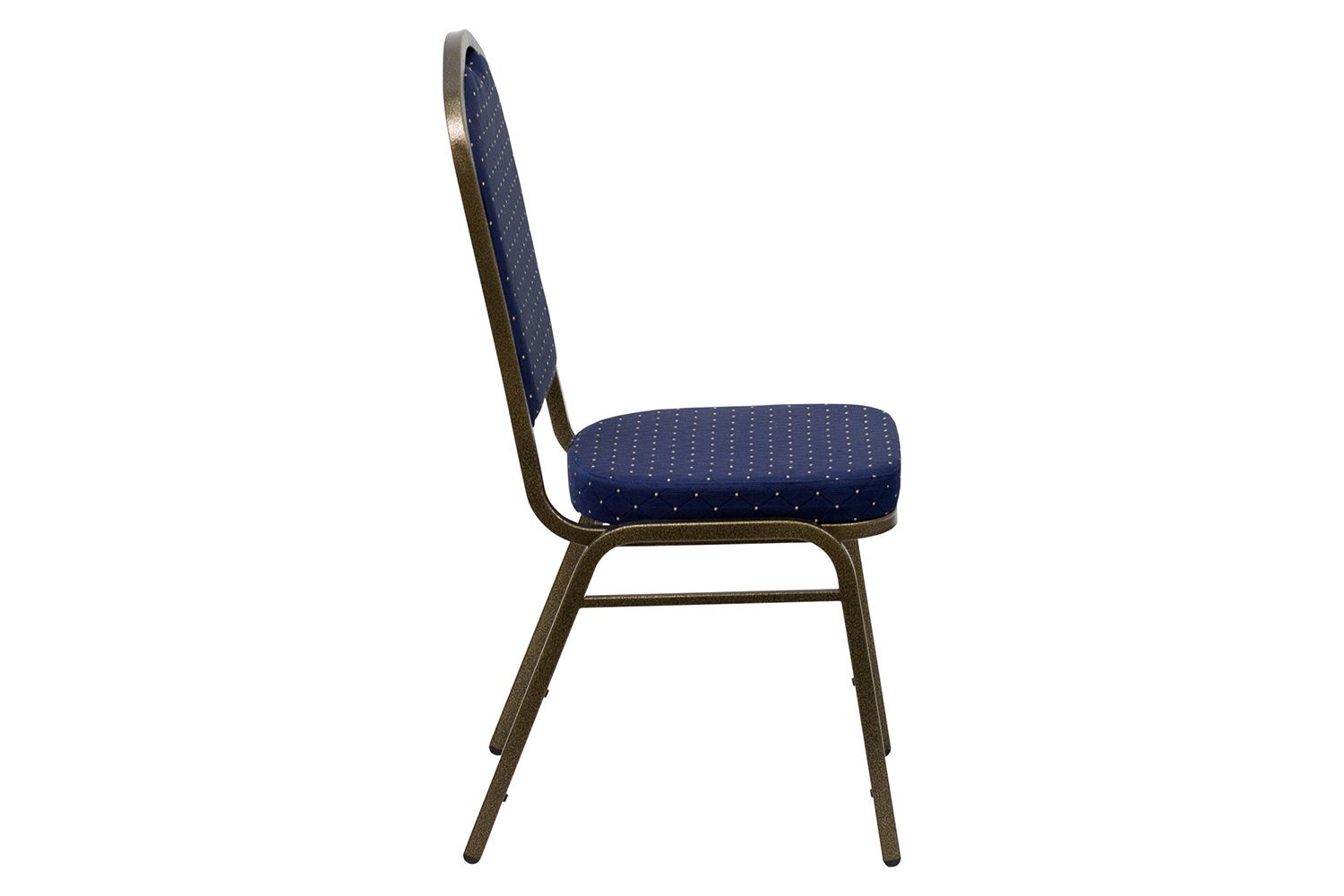 BLNK™ HERCULES Series Fabric Crown Back Stacking Banquet Chair with Gold Vein Frame - Navy Blue Dot Patterned