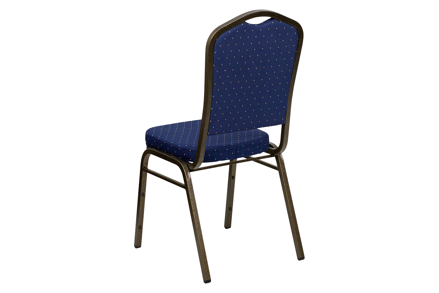 BLNK™ HERCULES Series Fabric Crown Back Stacking Banquet Chair with Gold Vein Frame - Navy Blue Dot Patterned