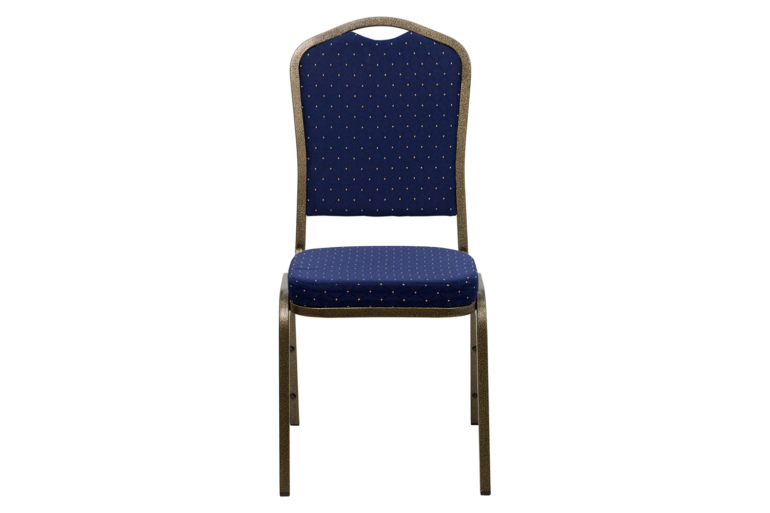 BLNK™ HERCULES Series Fabric Crown Back Stacking Banquet Chair with Gold Vein Frame - Navy Blue Dot Patterned