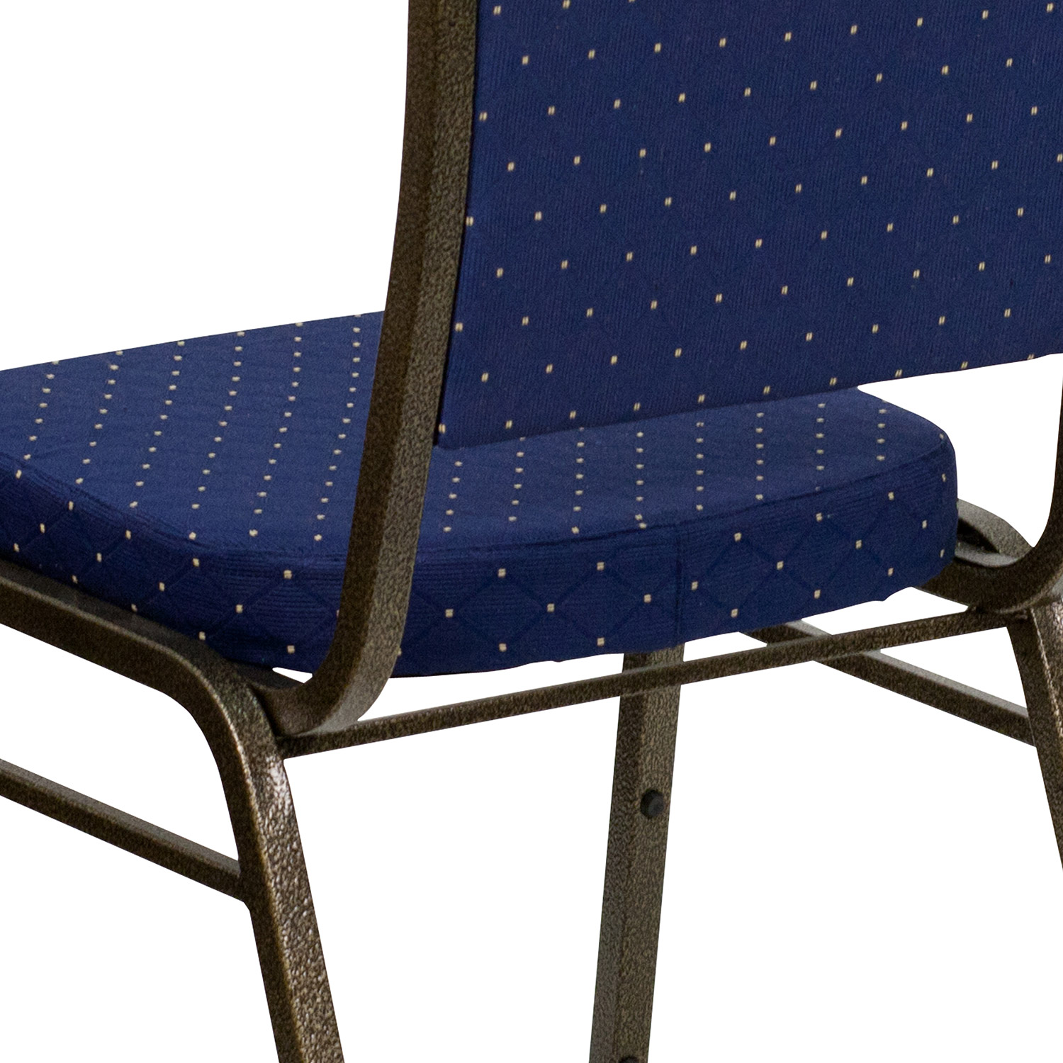 BLNK™ HERCULES Series Fabric Crown Back Stacking Banquet Chair with Gold Vein Frame - Navy Blue Dot Patterned