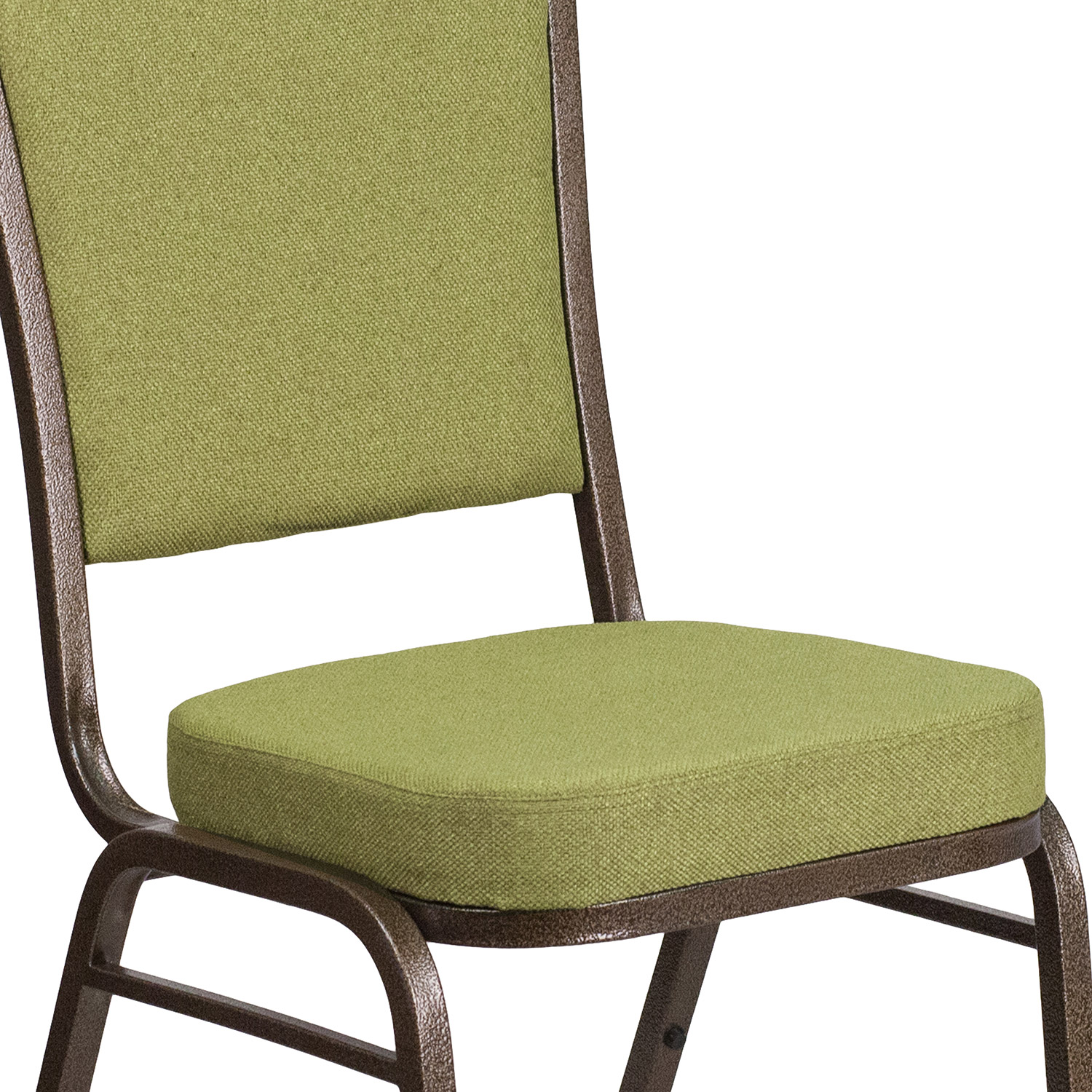 BLNK™ HERCULES Series Fabric Crown Back Stacking Banquet Chair with Gold Vein Frame - Moss