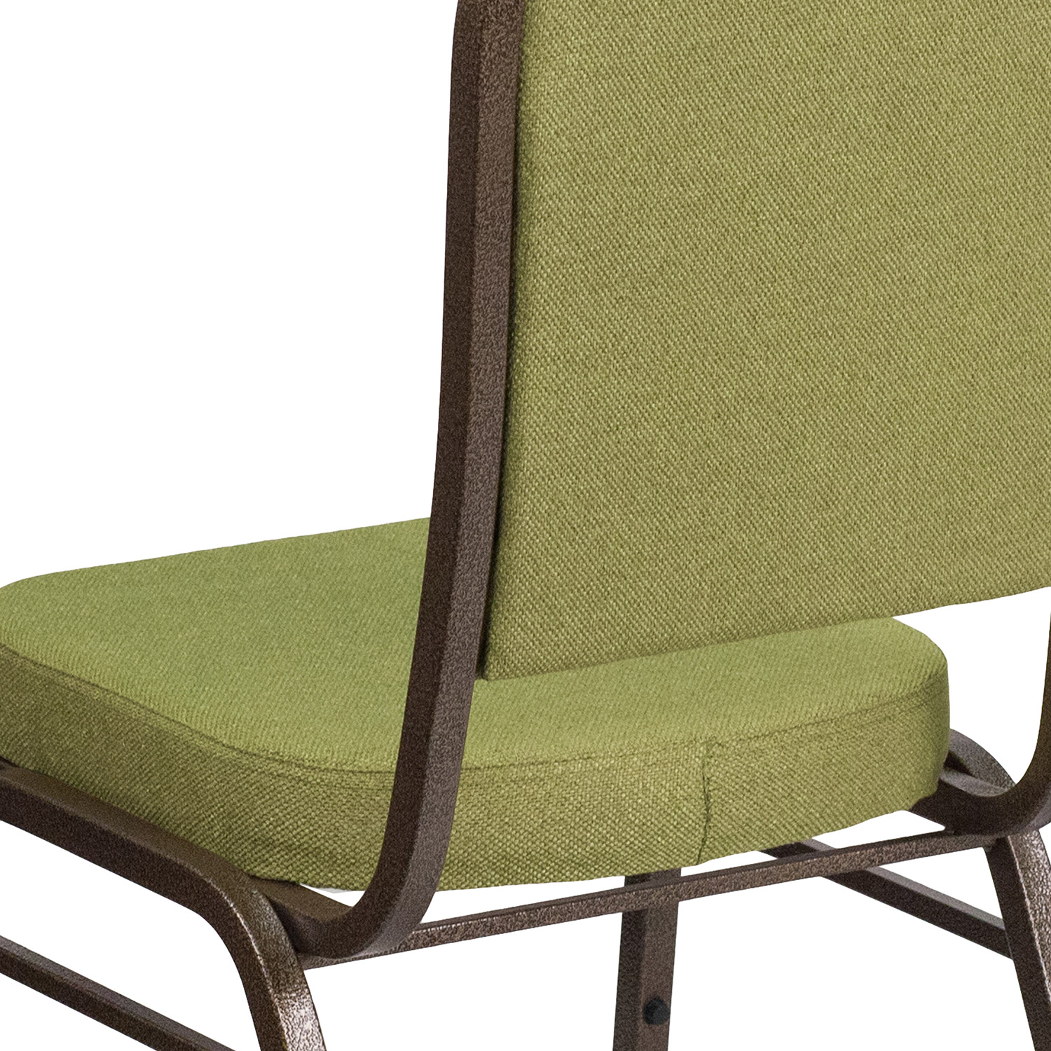 BLNK™ HERCULES Series Fabric Crown Back Stacking Banquet Chair with Gold Vein Frame - Moss