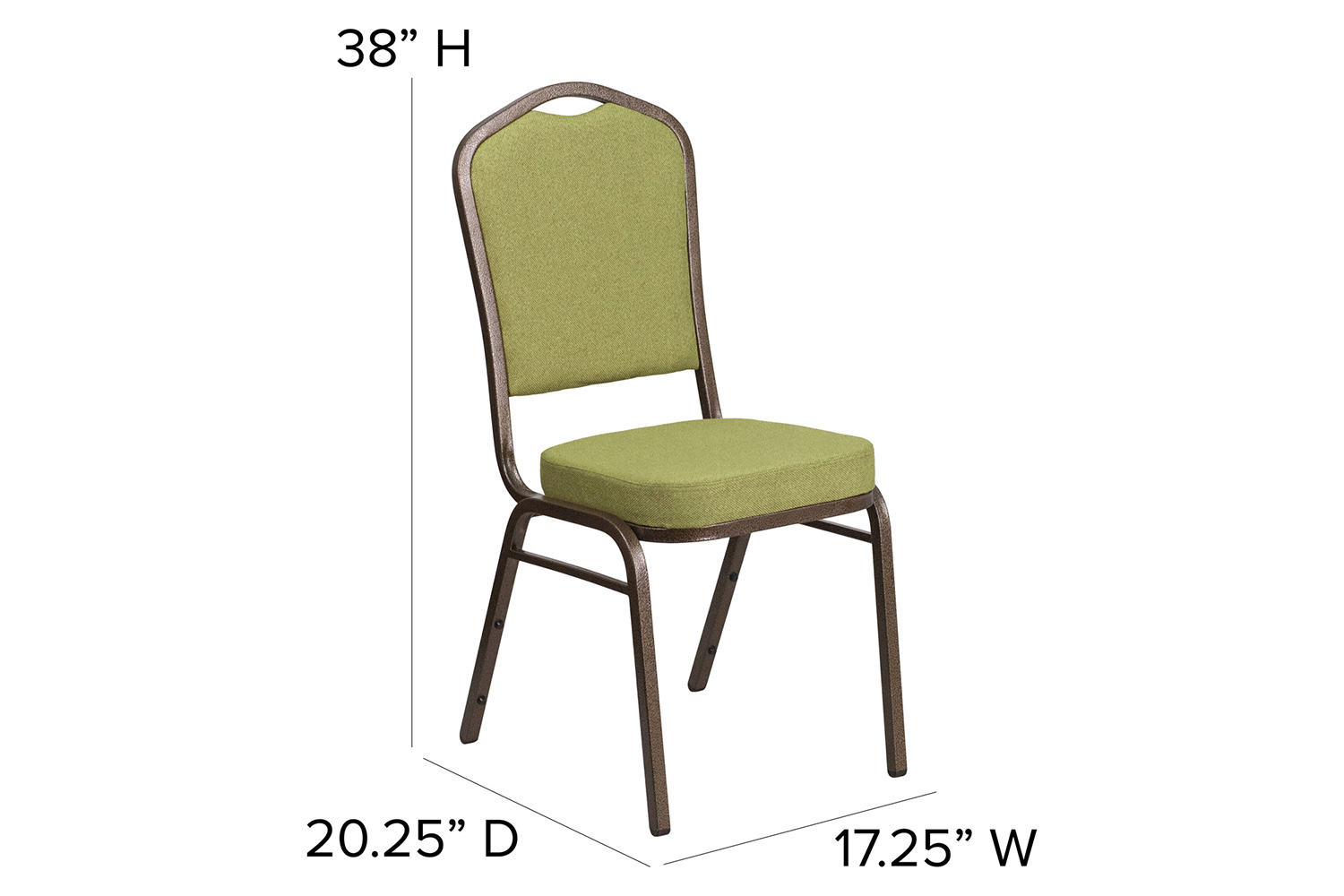 BLNK™ HERCULES Series Fabric Crown Back Stacking Banquet Chair with Gold Vein Frame - Moss