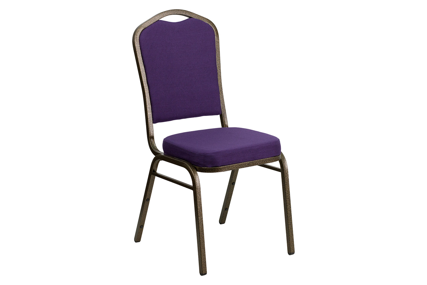 BLNK™ HERCULES Series Fabric Crown Back Stacking Banquet Chair with Gold Vein Frame - Purple