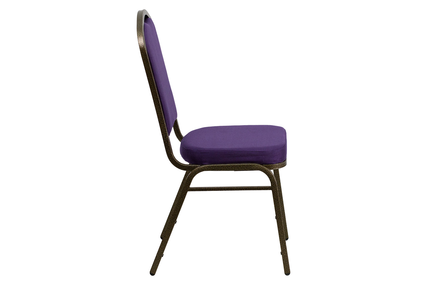 BLNK™ HERCULES Series Fabric Crown Back Stacking Banquet Chair with Gold Vein Frame - Purple