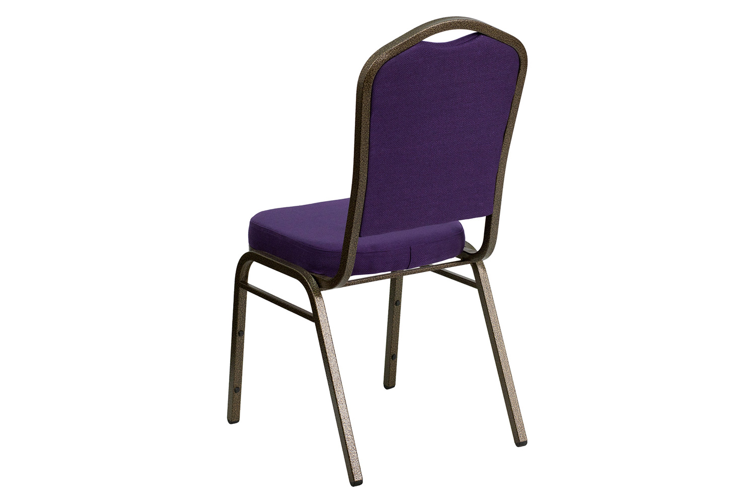 BLNK™ HERCULES Series Fabric Crown Back Stacking Banquet Chair with Gold Vein Frame - Purple