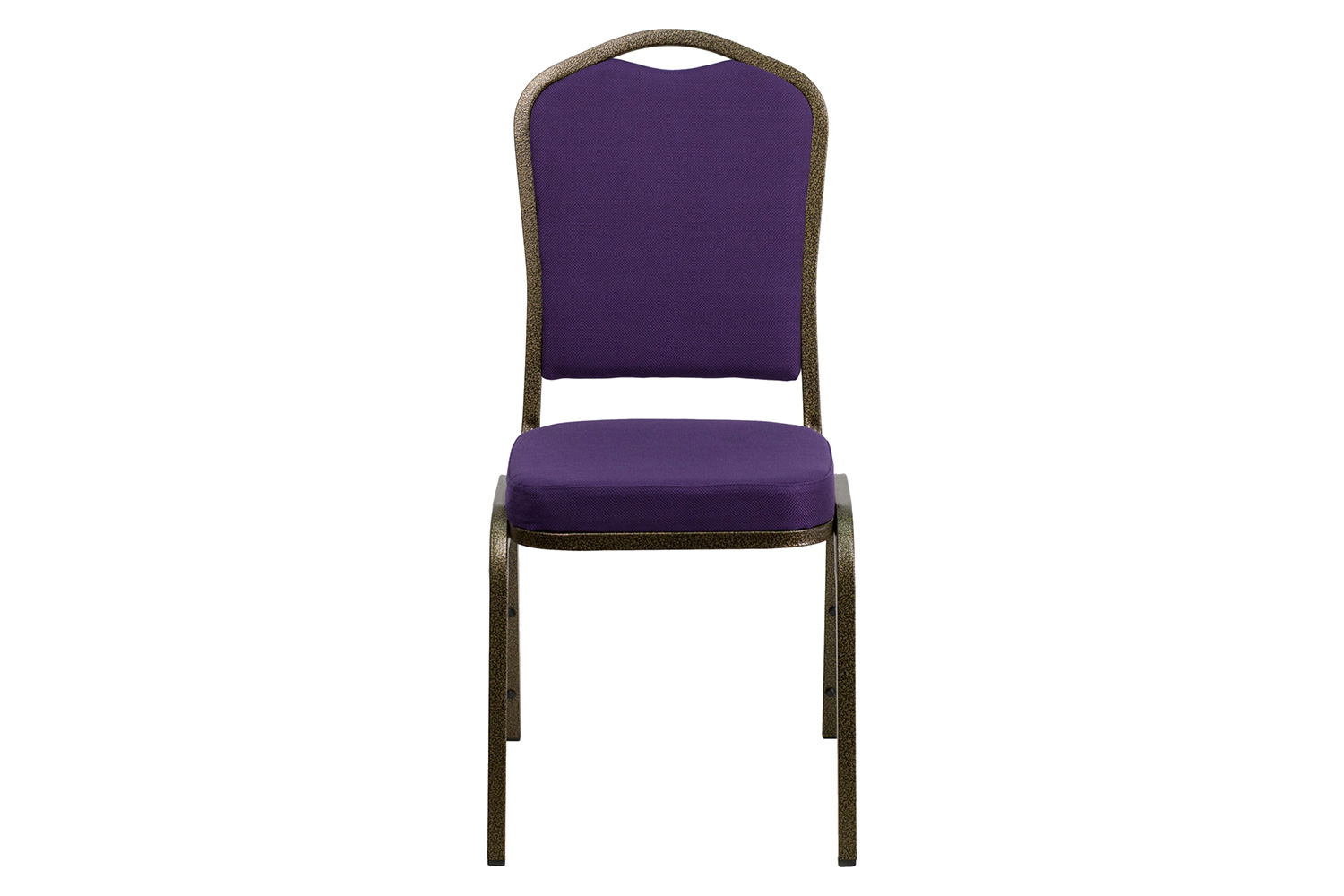 BLNK™ HERCULES Series Fabric Crown Back Stacking Banquet Chair with Gold Vein Frame - Purple