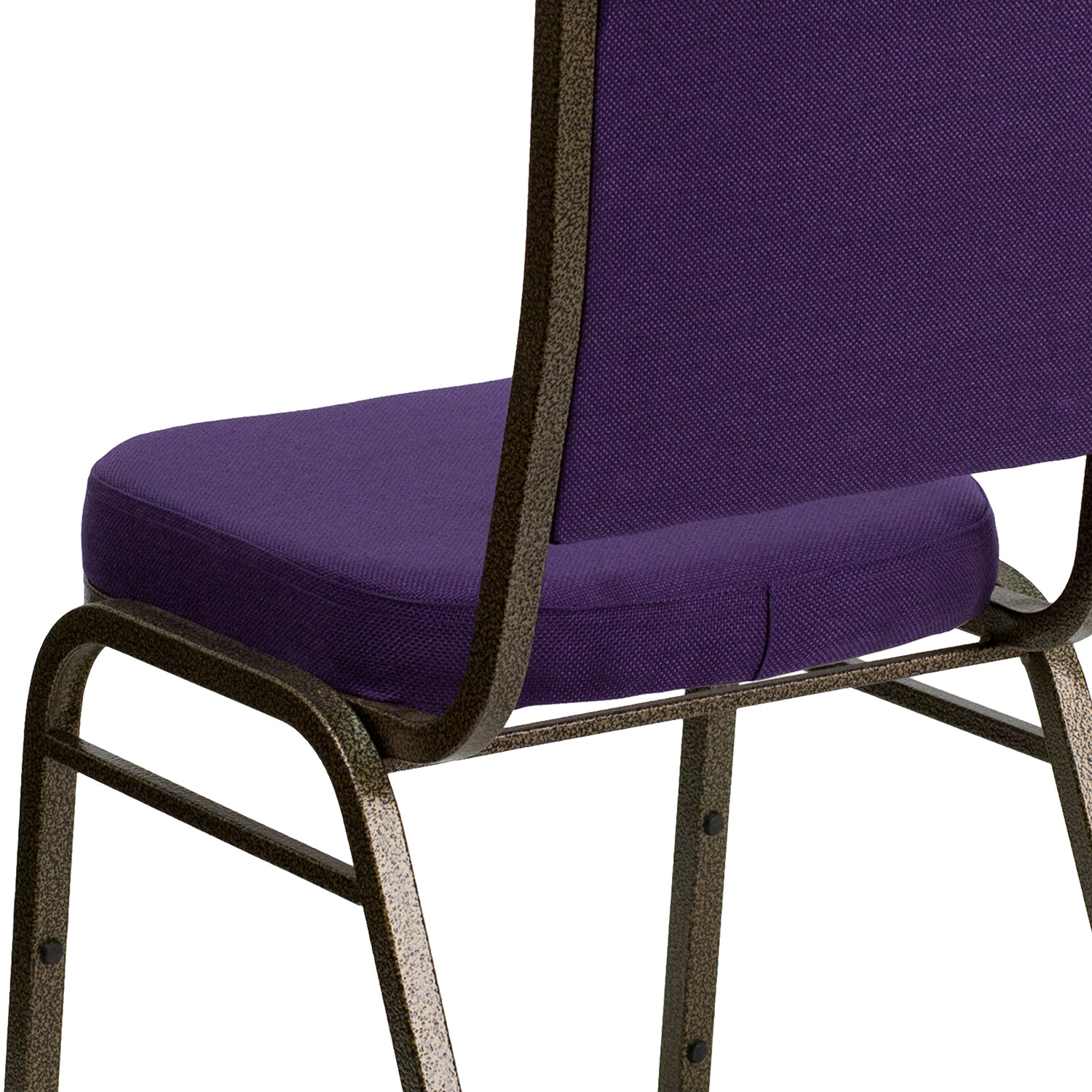 BLNK™ HERCULES Series Fabric Crown Back Stacking Banquet Chair with Gold Vein Frame - Purple