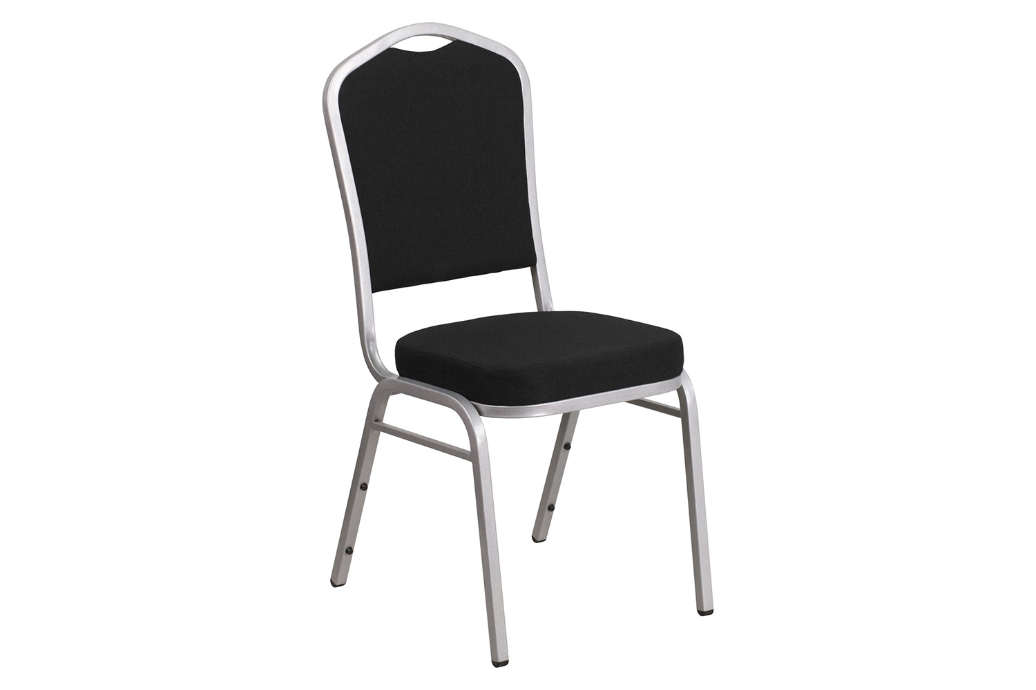 BLNK™ HERCULES Series Fabric Crown Back Stacking Banquet Chair with Silver Frame - Black