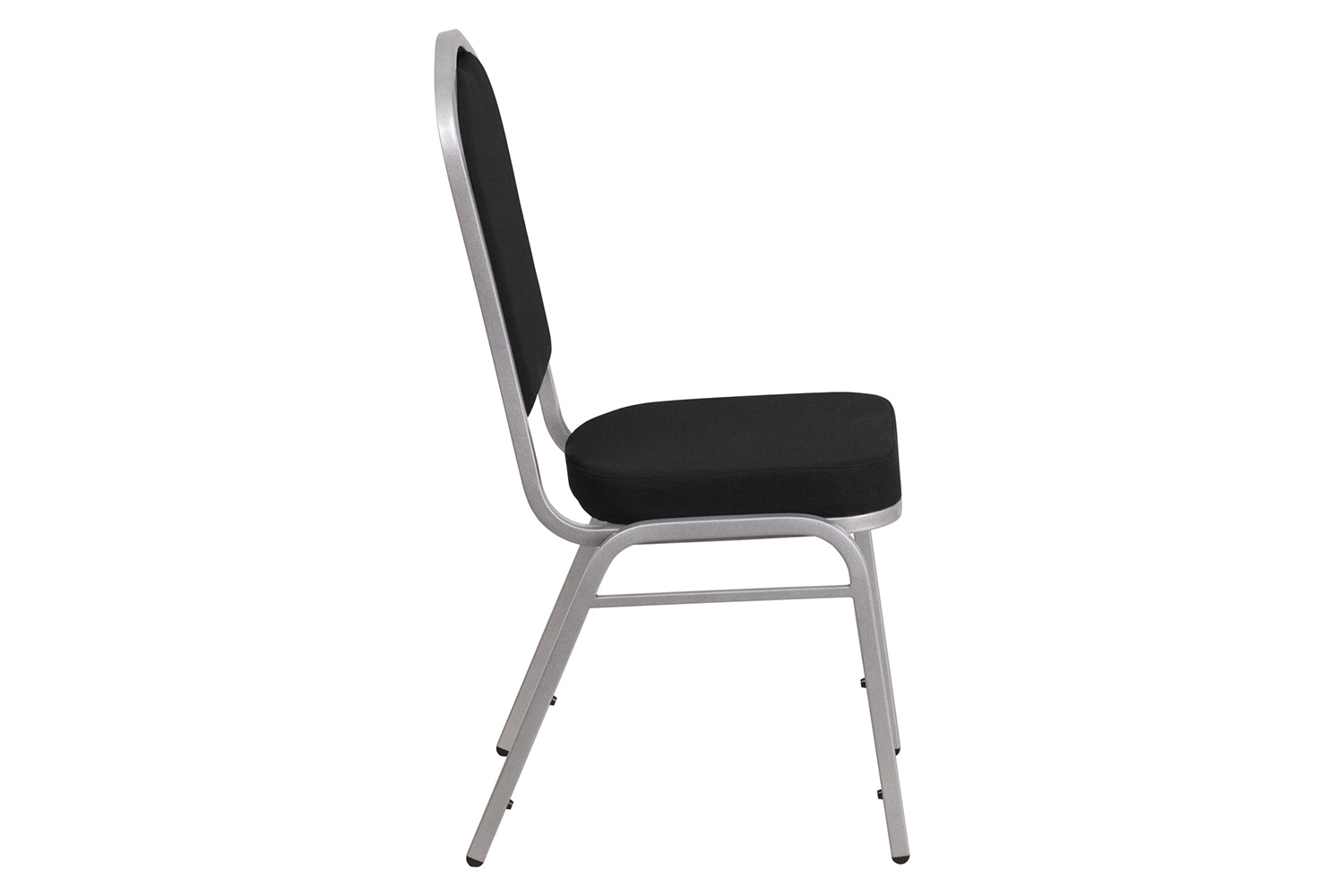 BLNK™ HERCULES Series Fabric Crown Back Stacking Banquet Chair with Silver Frame - Black