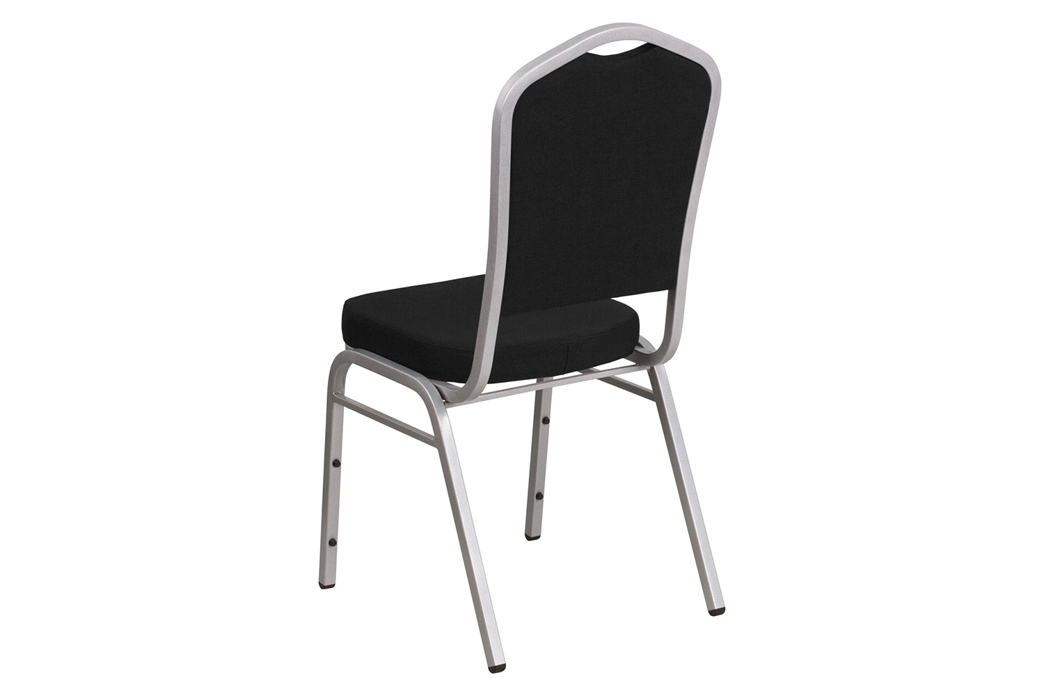 BLNK™ HERCULES Series Fabric Crown Back Stacking Banquet Chair with Silver Frame - Black