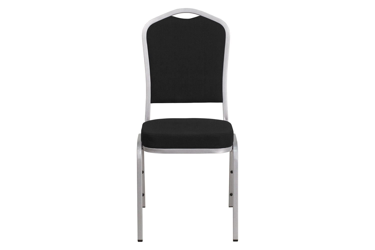 BLNK™ HERCULES Series Fabric Crown Back Stacking Banquet Chair with Silver Frame - Black