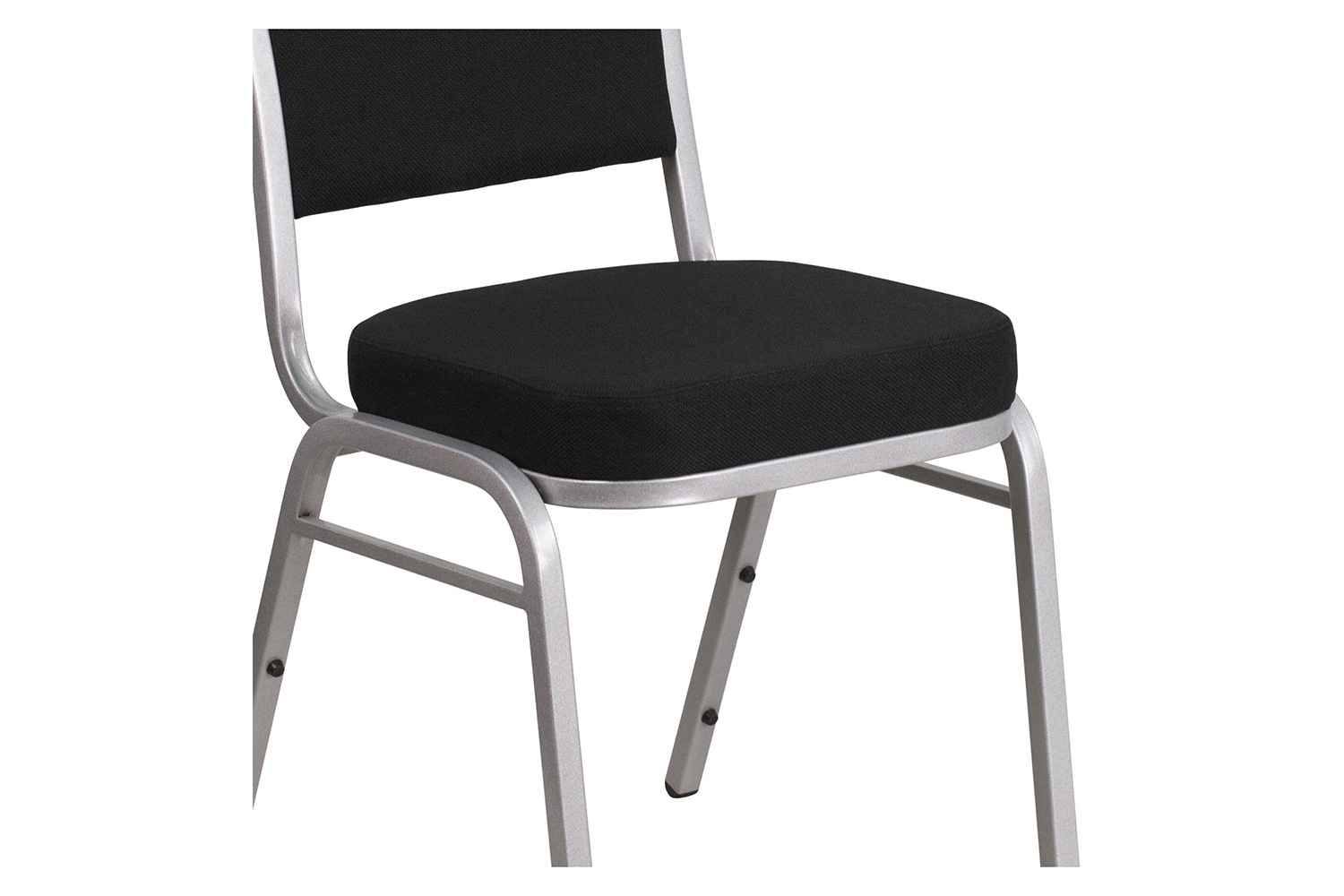 BLNK™ HERCULES Series Fabric Crown Back Stacking Banquet Chair with Silver Frame - Black