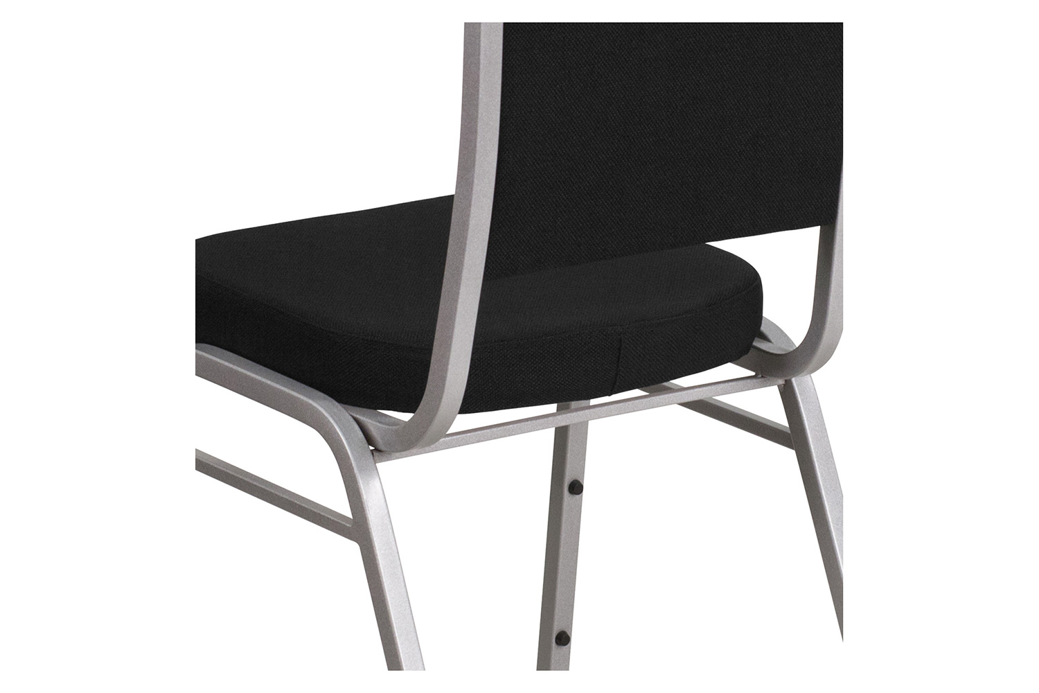 BLNK™ HERCULES Series Fabric Crown Back Stacking Banquet Chair with Silver Frame - Black