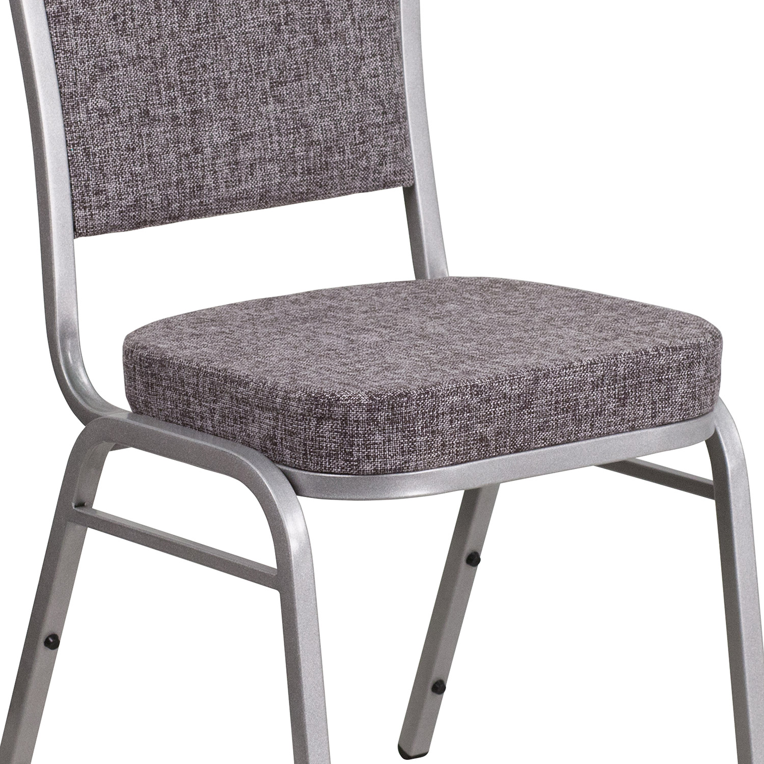 BLNK™ HERCULES Series Fabric Crown Back Stacking Banquet Chair with Silver Frame - Herringbone